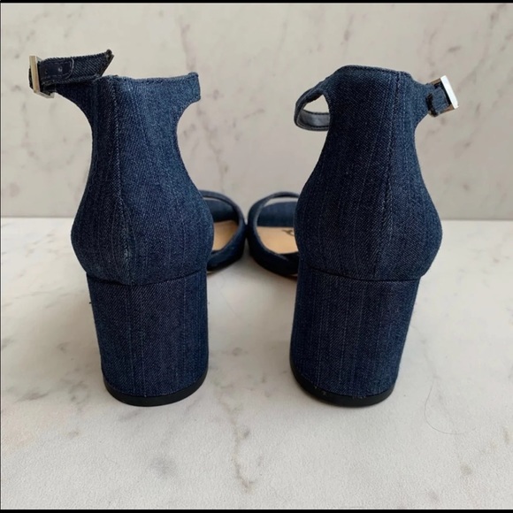 Sam Edelman Susie Blue Denim Block Heel Size 5 - Picture 5 of 6